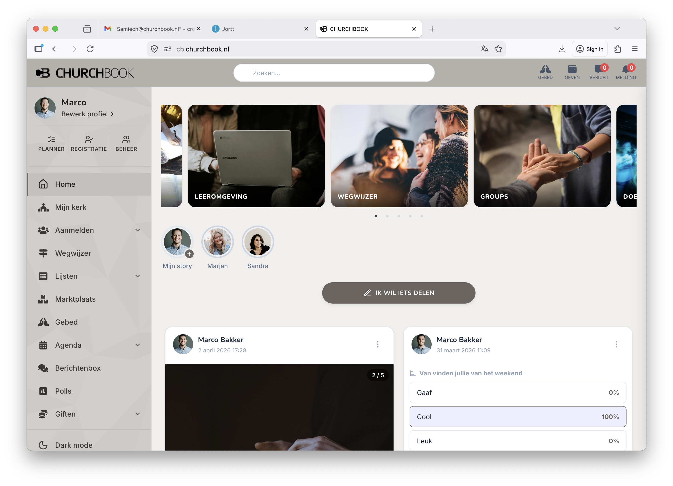Churchbook 2026 desktop weergave